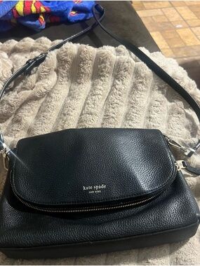 kate spade Black Pebbled Leather Crossbody Bag with Gold Hardware